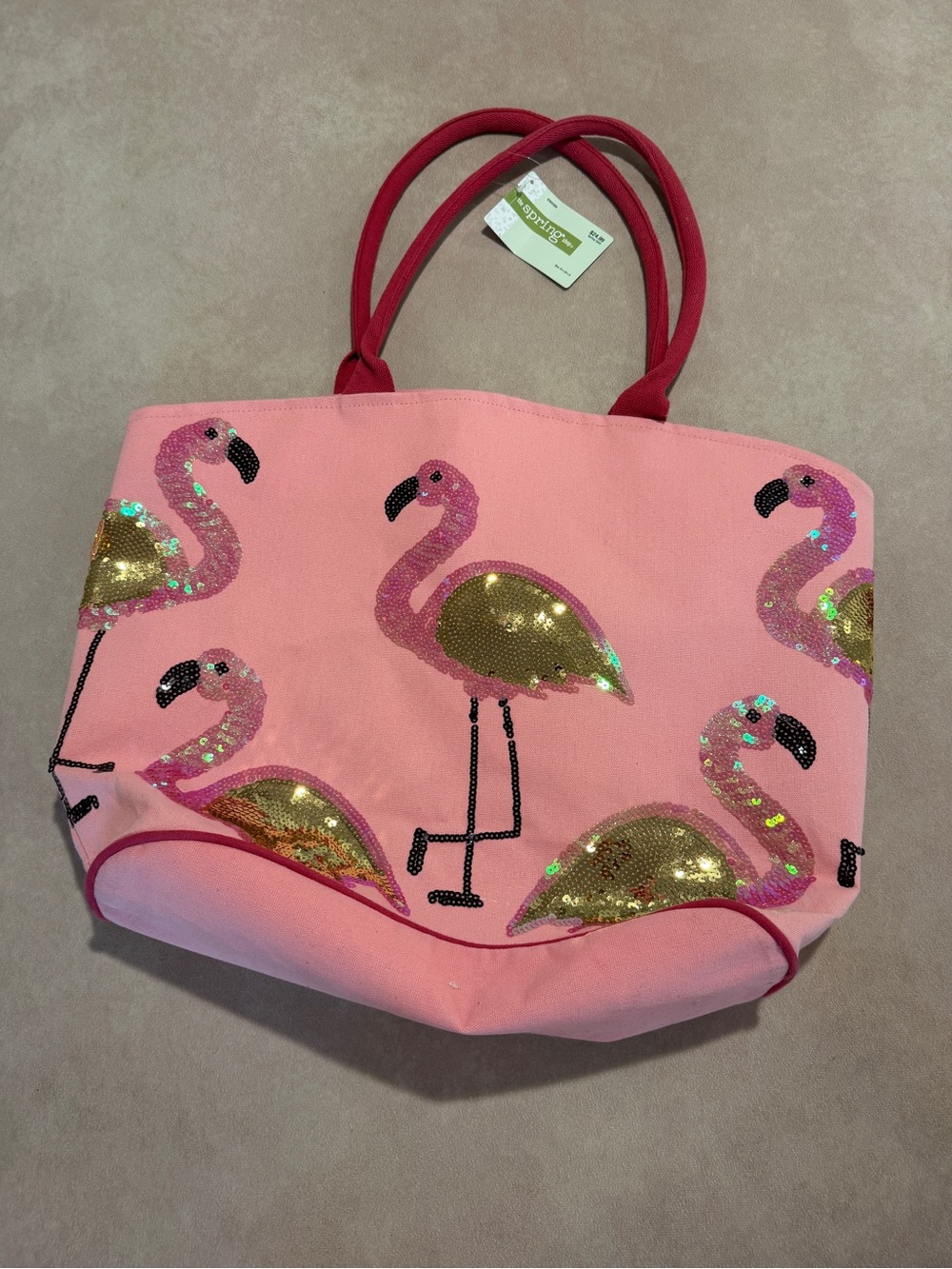 Pink Flamingo Sequin Tote Bag - Unbranded